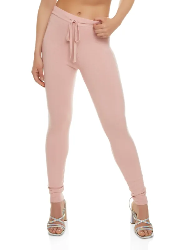 Ribbed High Waist Drawstring Leggings sold by Rainbow