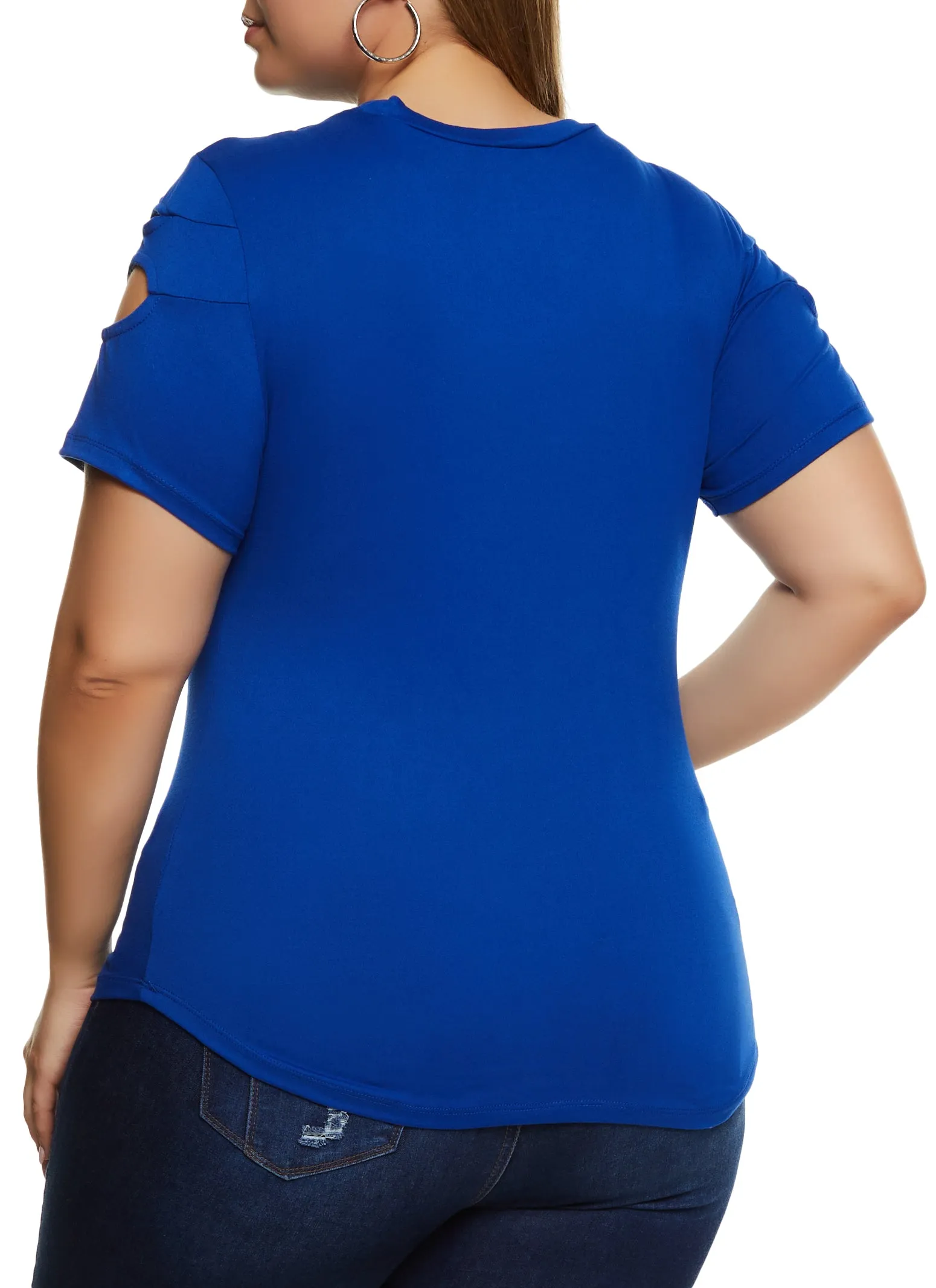 Plus Size Cut Out Crew Neck T Shirt sold by Rainbow product image thumbnail 3