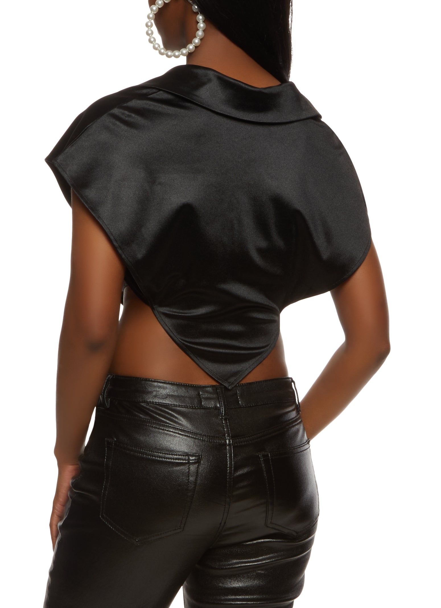 Satin Open Side Hanky Hem Crop Top sold by Rainbow product image thumbnail 2