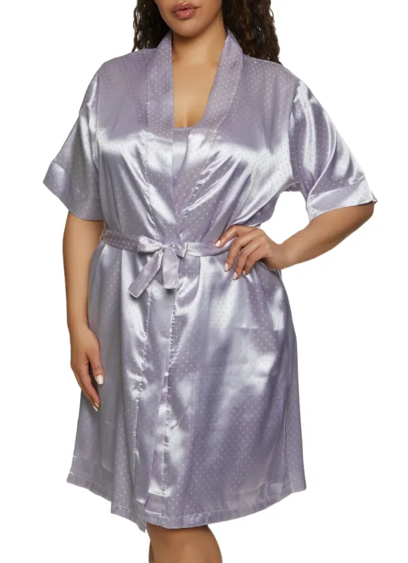 Plus Size Satin Nightgown with Robe sold by Rainbow