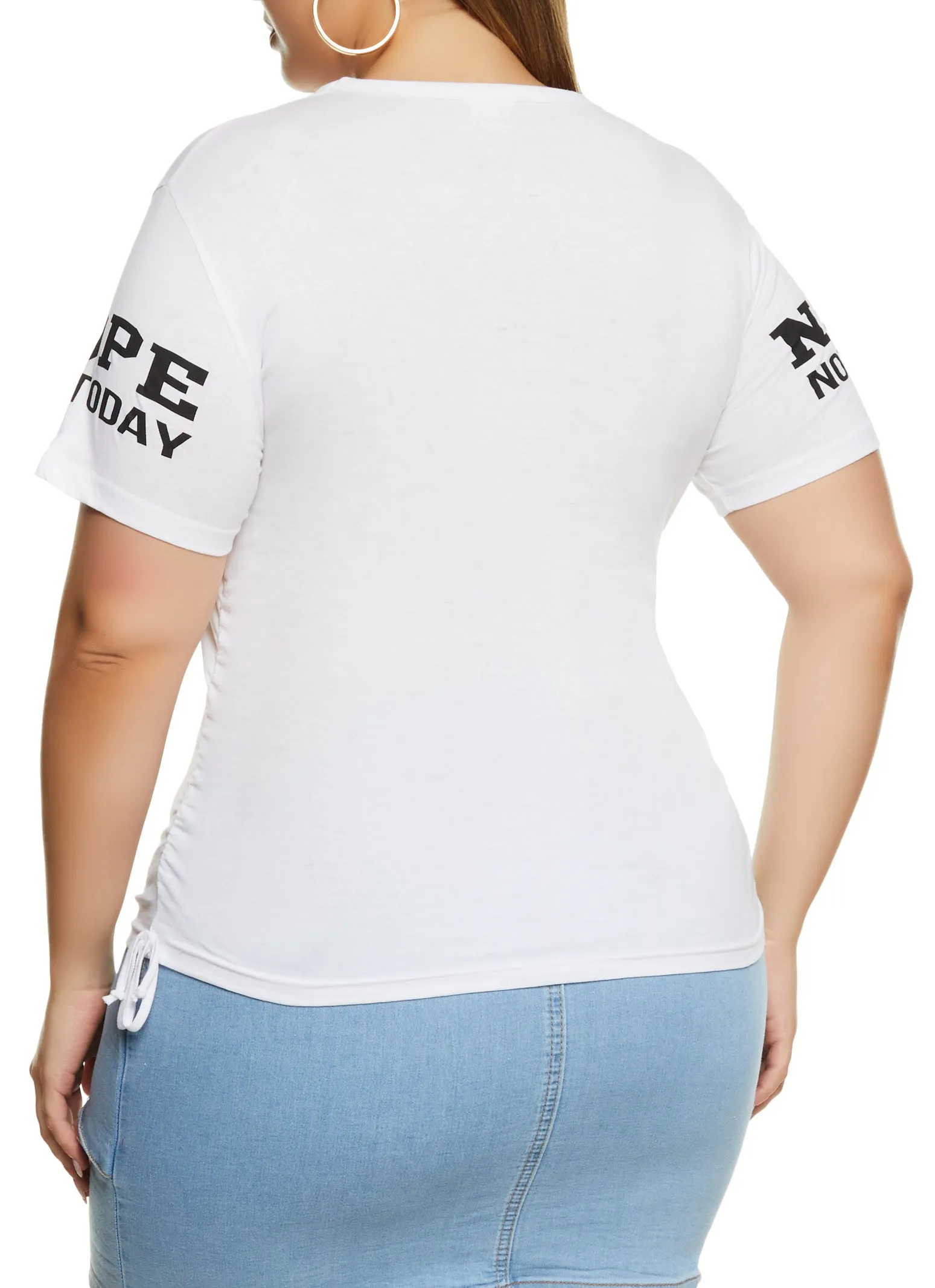 Plus Size Sequin Nope Not Today Ruched Graphic Tee sold by Rainbow product image thumbnail 3