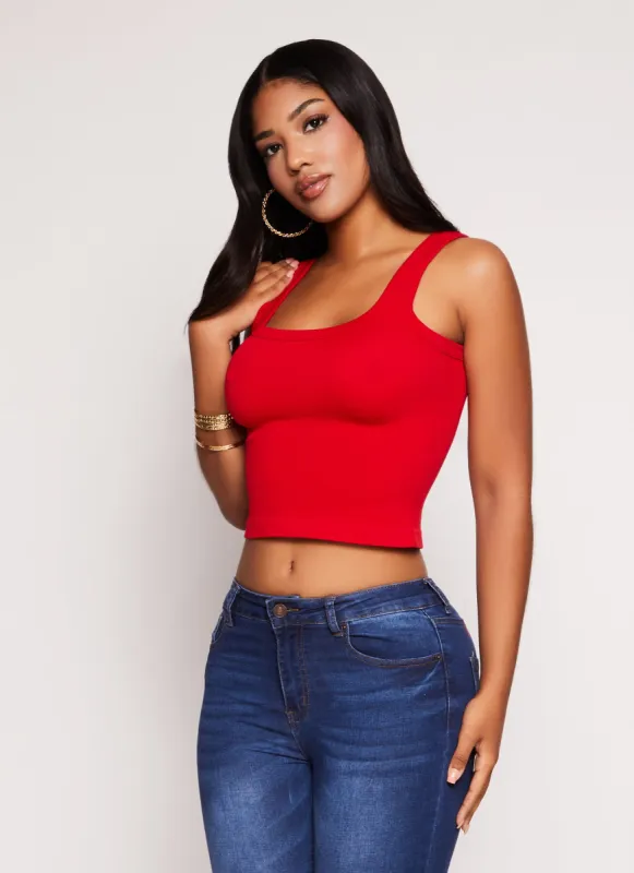 Seamless Ribbed Scoop Neck Tank Top sold by Rainbow