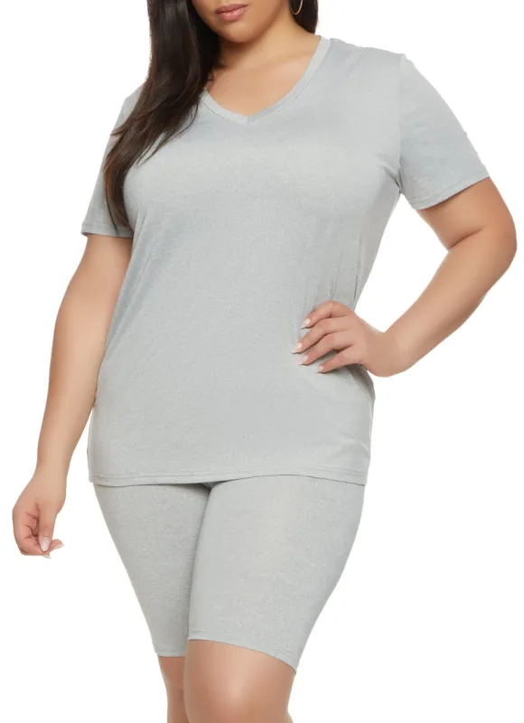 Plus Size Daisy Soft Knit V Neck T Shirt sold by Rainbow