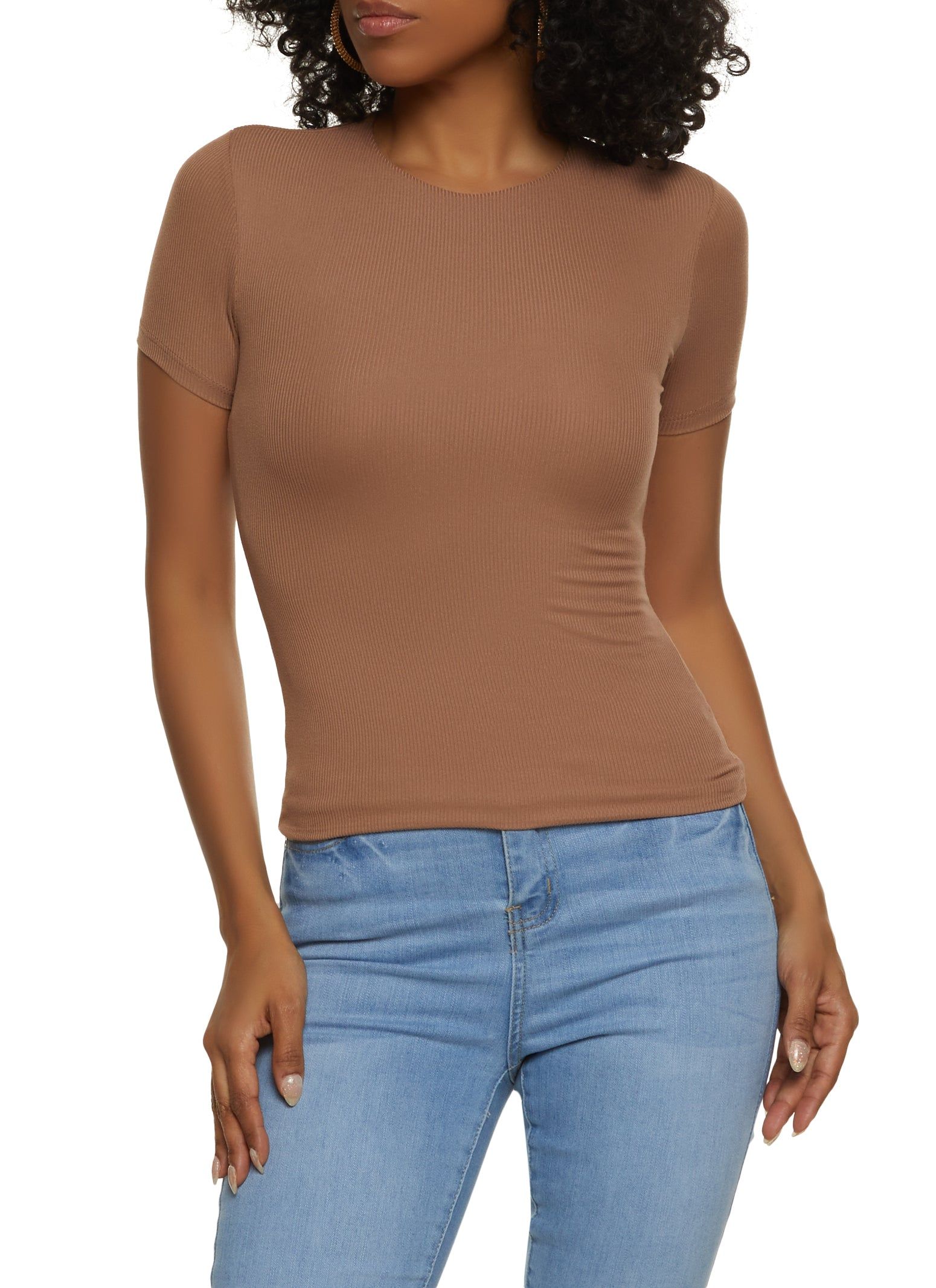 Ribbed Crew Neck T Shirt sold by Rainbow