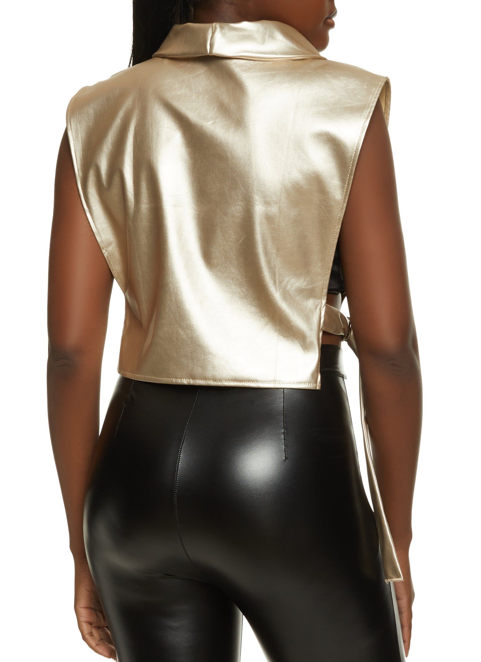 Faux Leather Open Side Turtleneck Top sold by Rainbow product image thumbnail 2