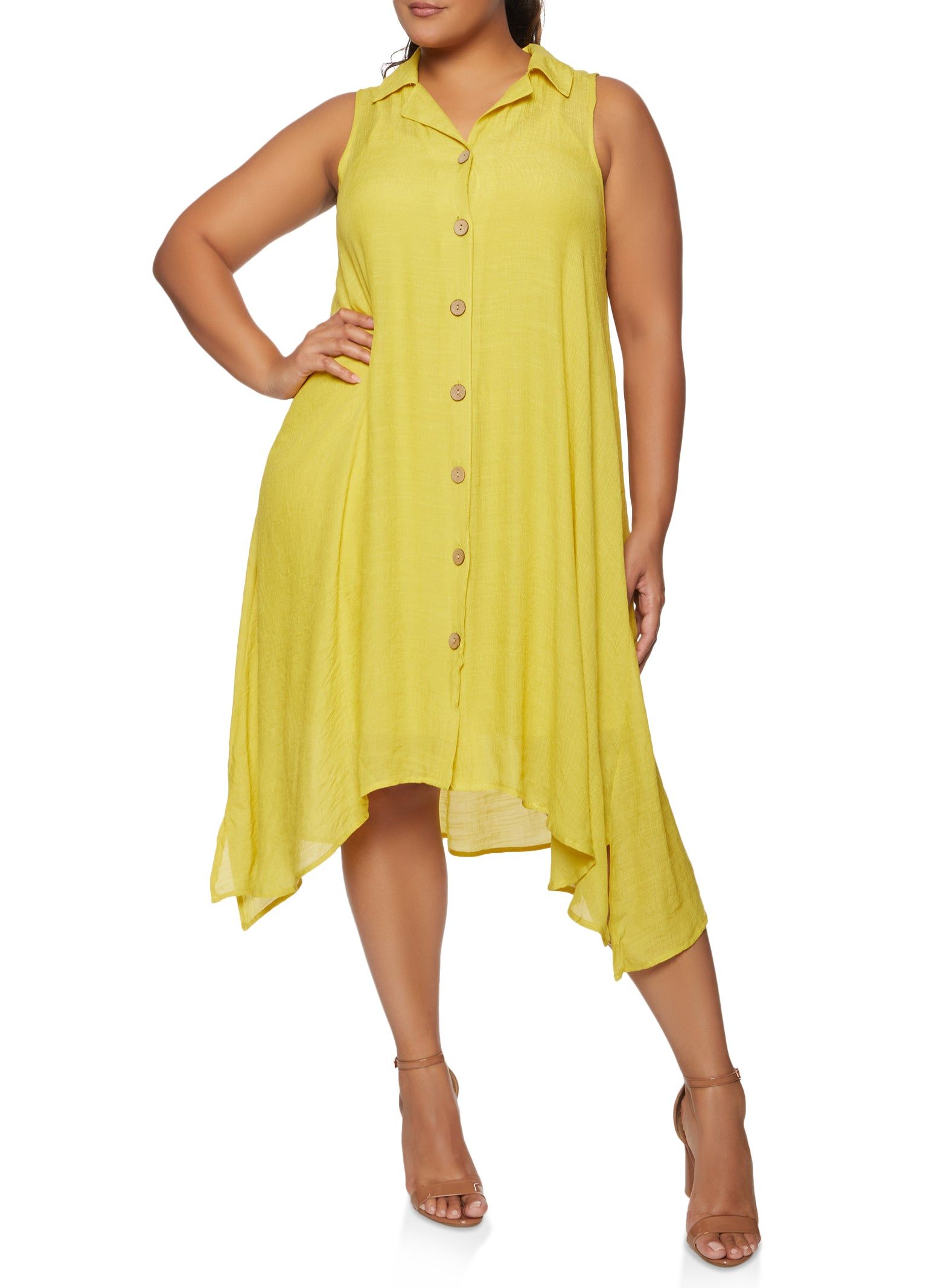 Plus Size Gauze Knit Sleeveless Shirt Dress sold by Rainbow product image thumbnail 2
