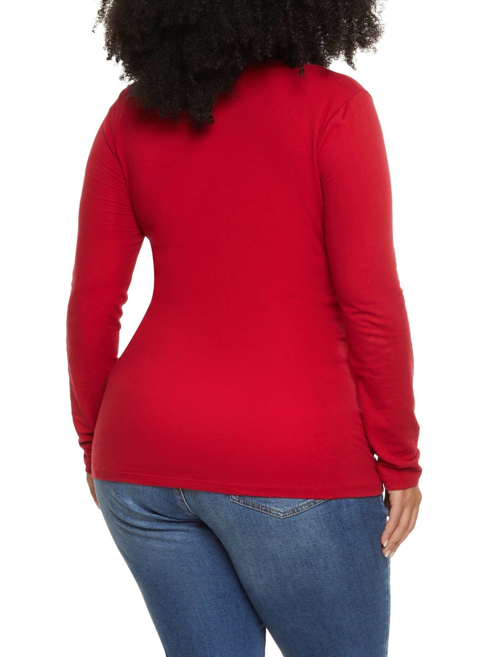 Plus Size Basic V Neck Long Sleeve Tee sold by Rainbow product image thumbnail 2