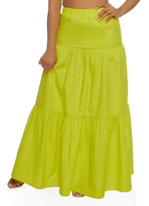 Poplin Tiered Maxi Skirt sold by Rainbow