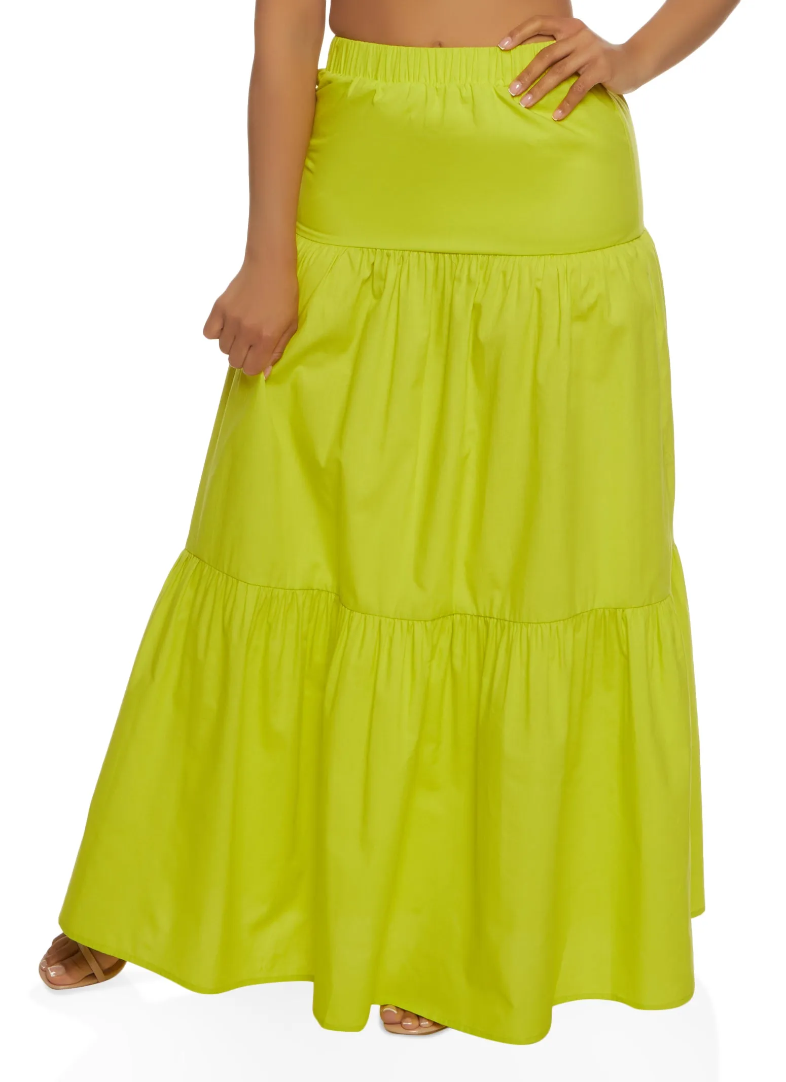 Poplin Tiered Maxi Skirt sold by Rainbow