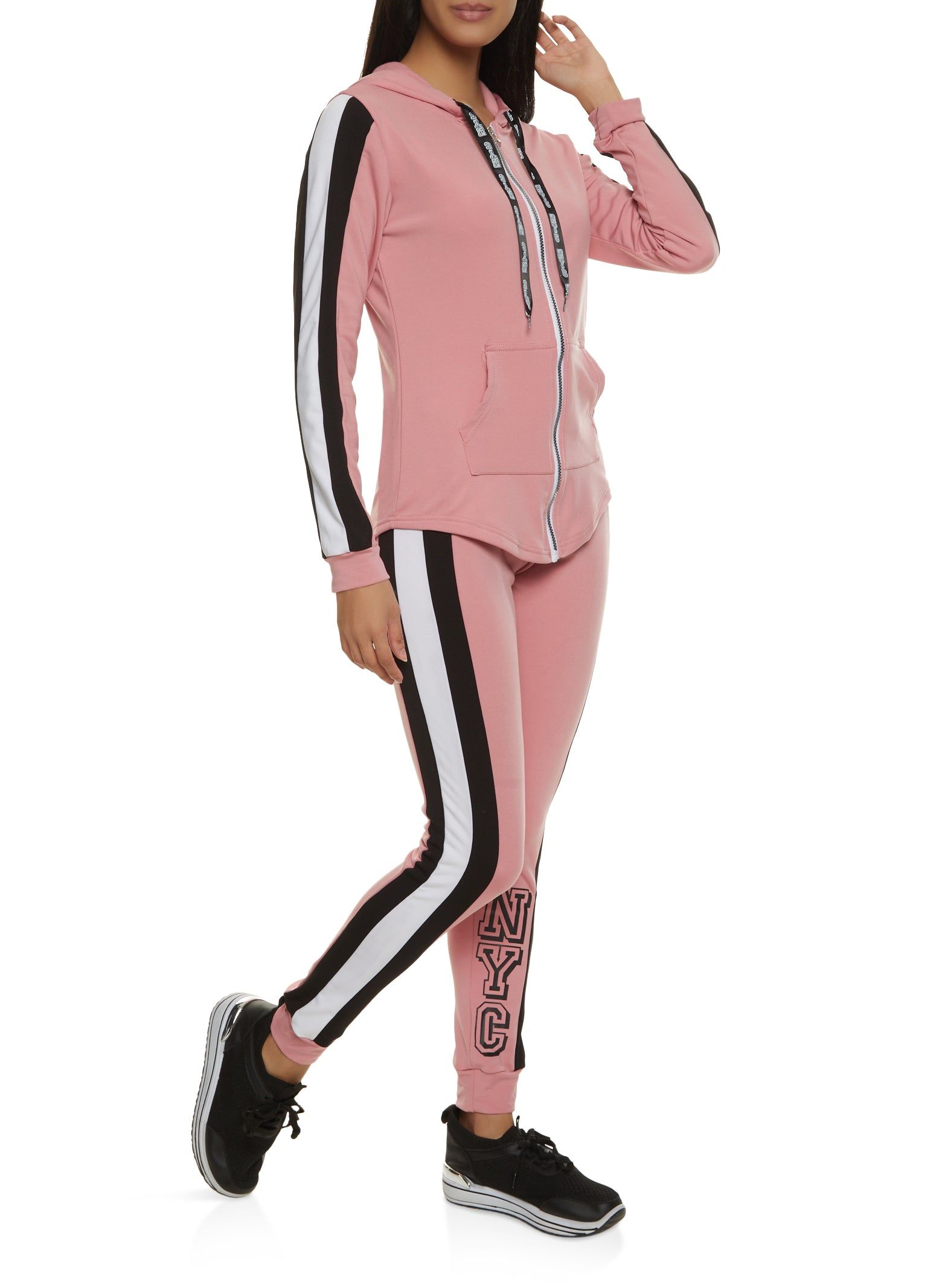 Striped Zip Front Hooded Track Jacket sold by Rainbow product image thumbnail 2