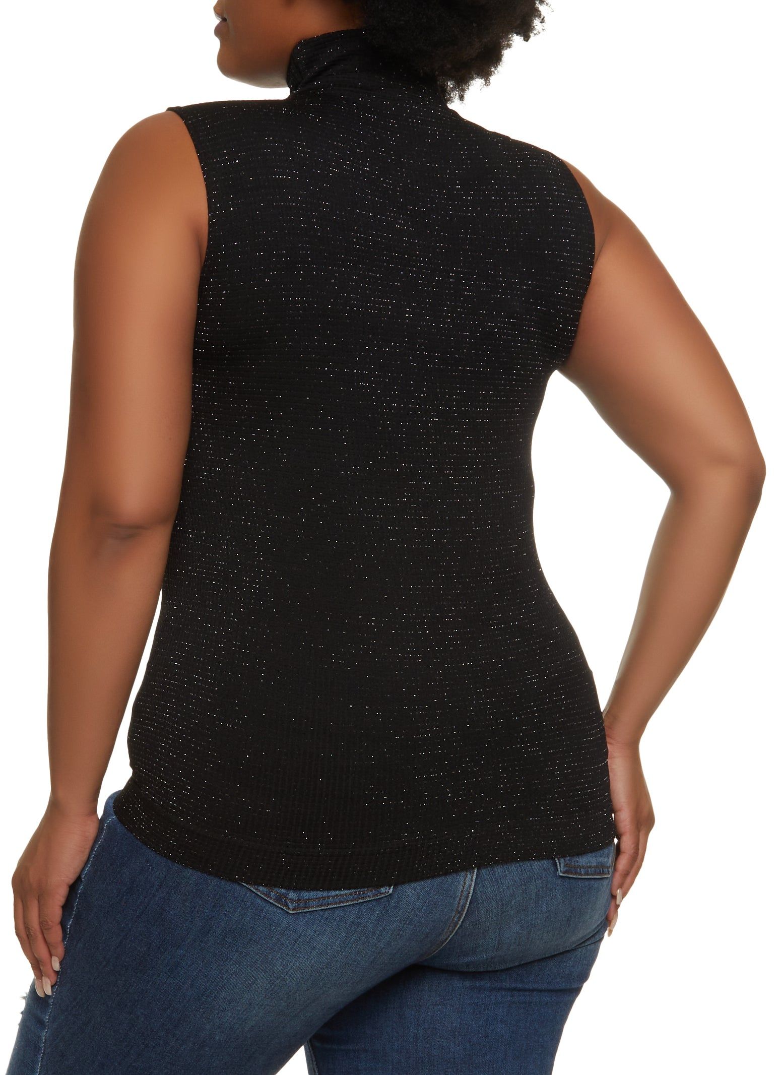 Plus Size Lurex Seamless Mock Neck Tank Top sold by Rainbow product image thumbnail 2