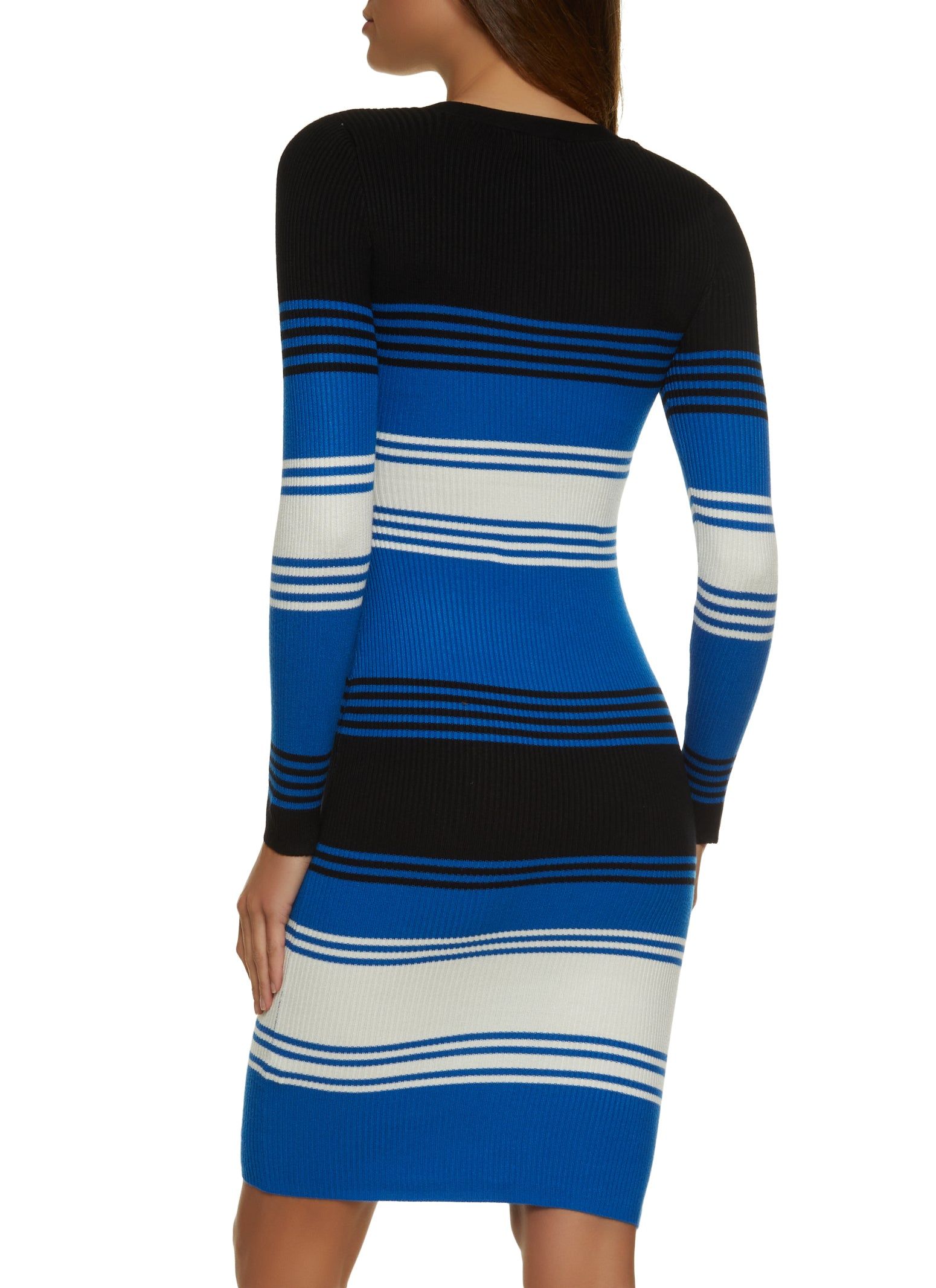 Ribbed Knit Striped Midi Sweater Dress sold by Rainbow product image thumbnail 3