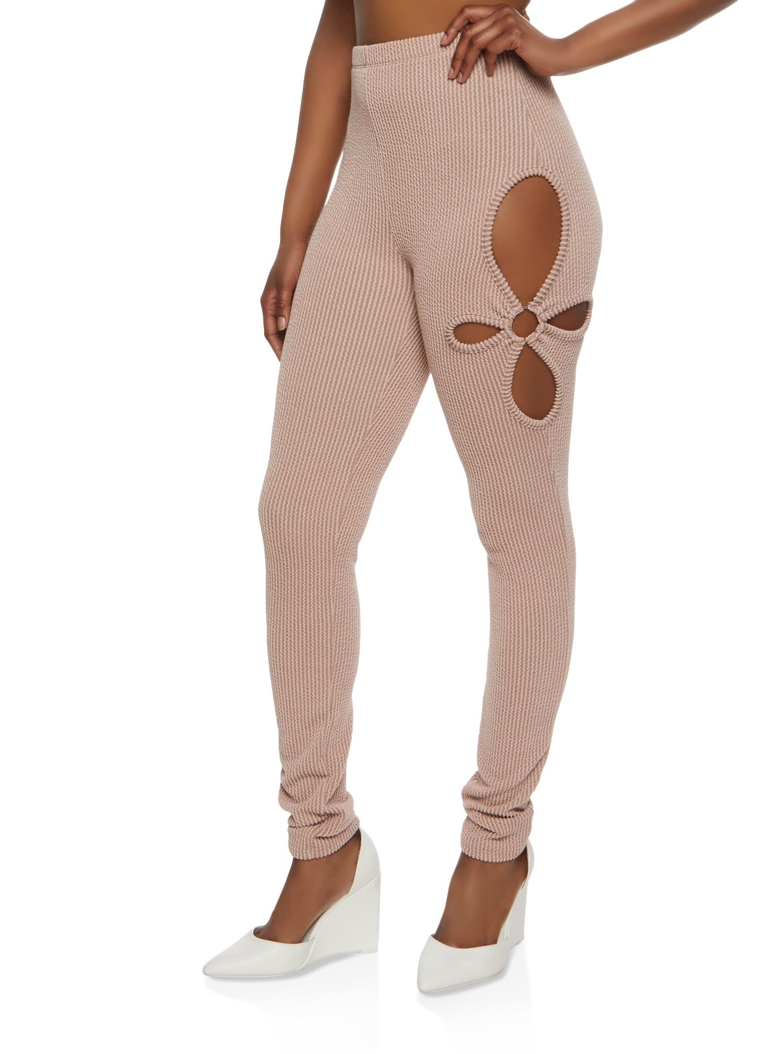 Ribbed O Ring Cut Out Leggings sold by Rainbow