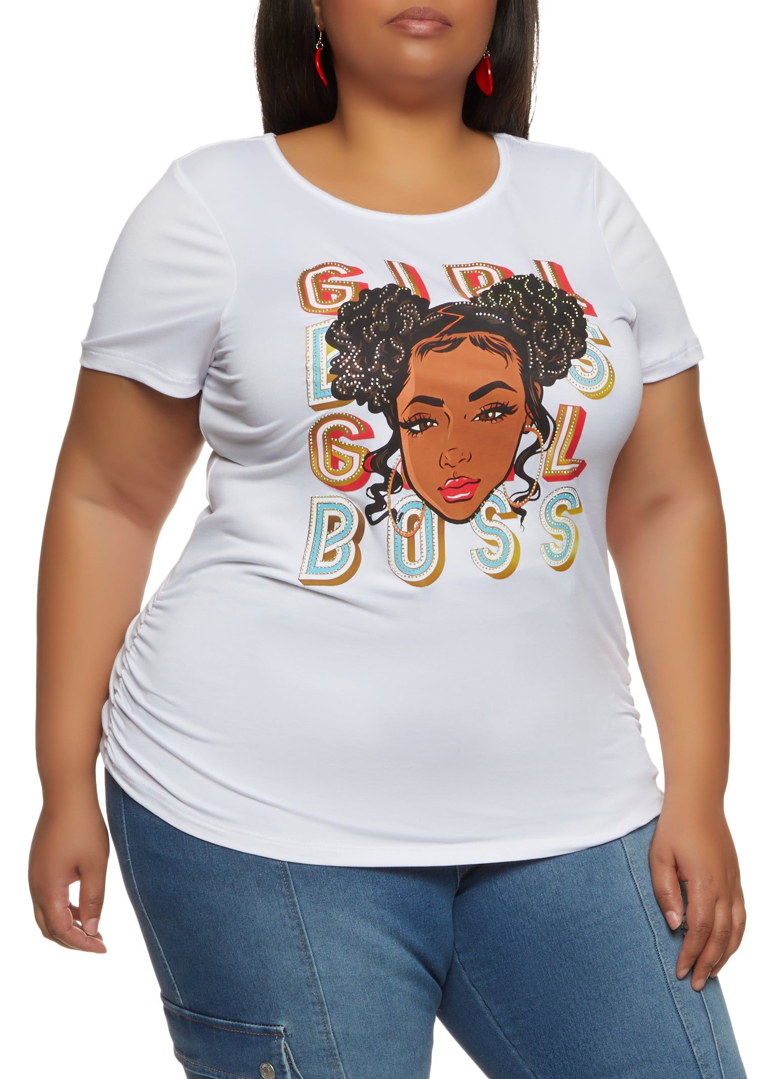 Plus Size Girl Boss Rhinestone Graphic Tee sold by Rainbow