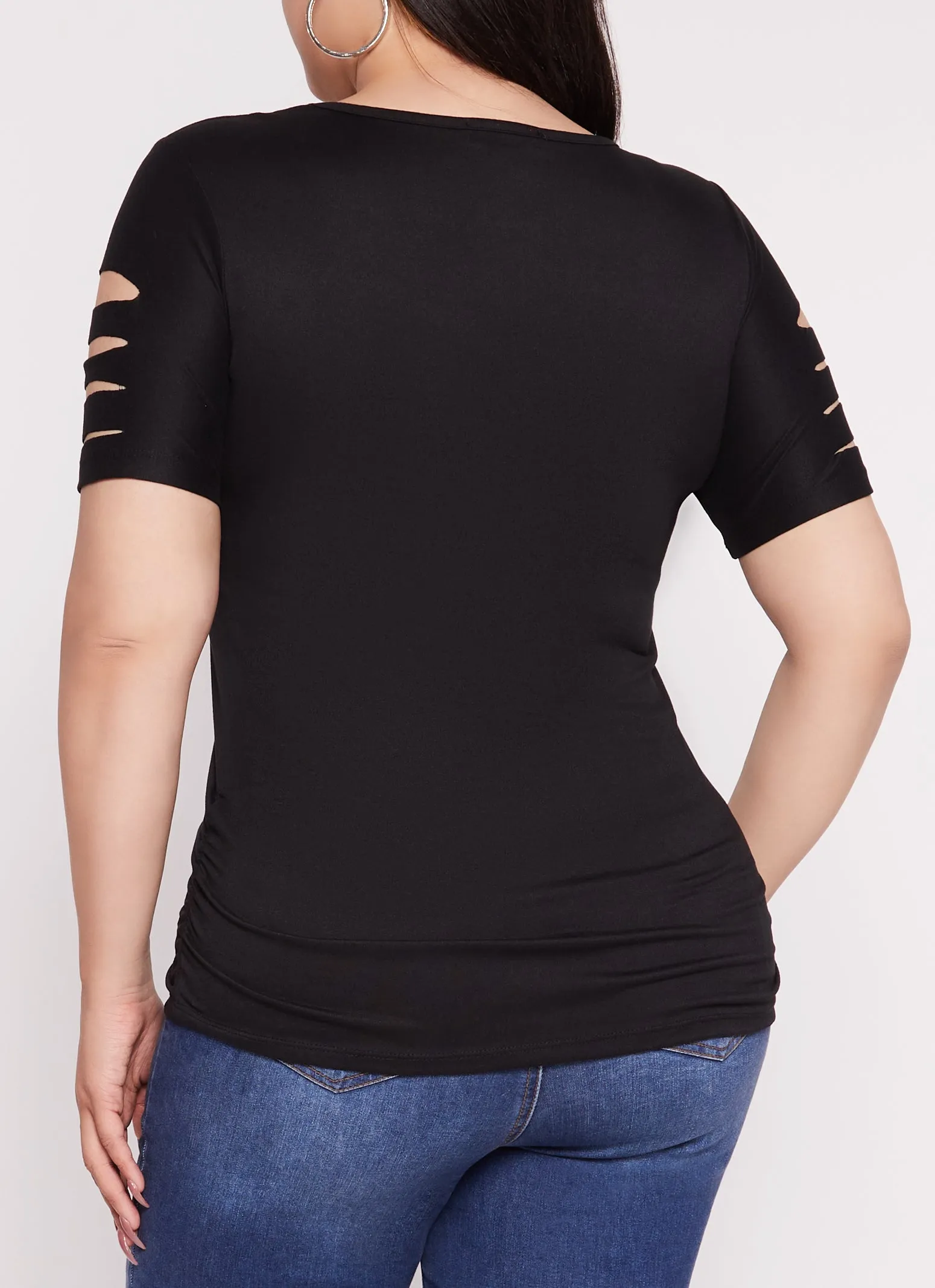 Plus Size Laser Cut Ruched T Shirt sold by Rainbow product image thumbnail 3
