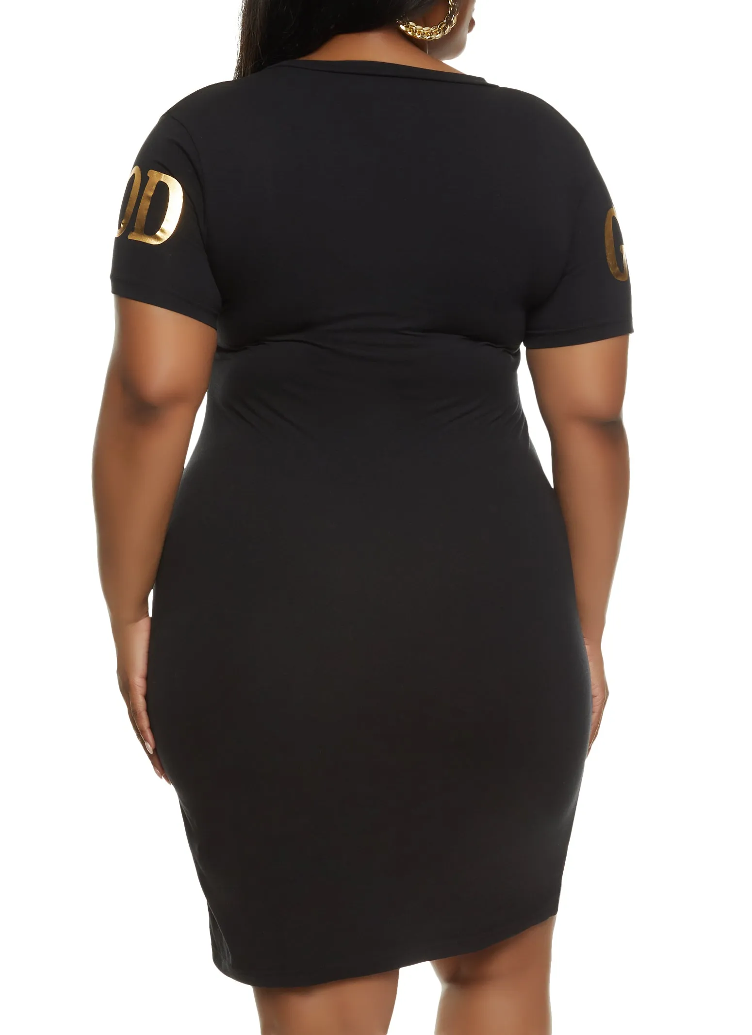 Plus Size Sequin God Looks Into The Heart T Shirt Dress sold by Rainbow product image thumbnail 3