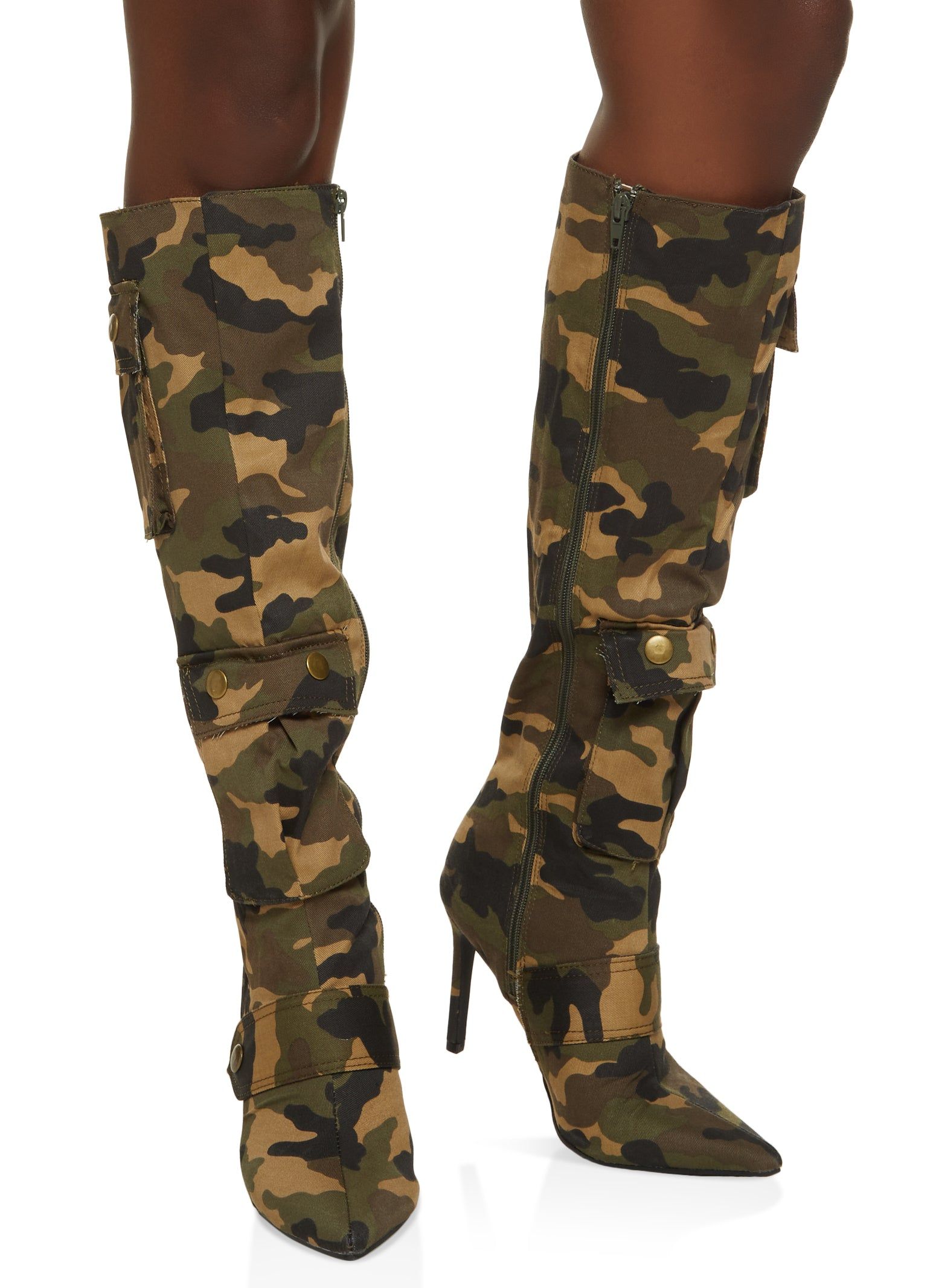 Cargo Pocket Knee High Stiletto Boots sold by Rainbow product image thumbnail 2