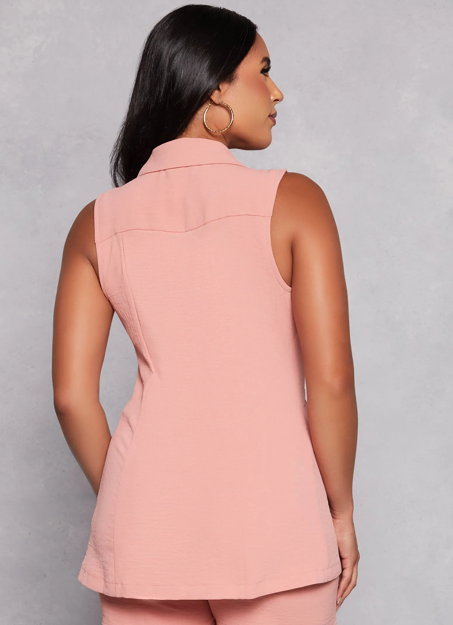 Solid Crepe Knit Single Button Blazer Vest sold by Rainbow product image thumbnail 3