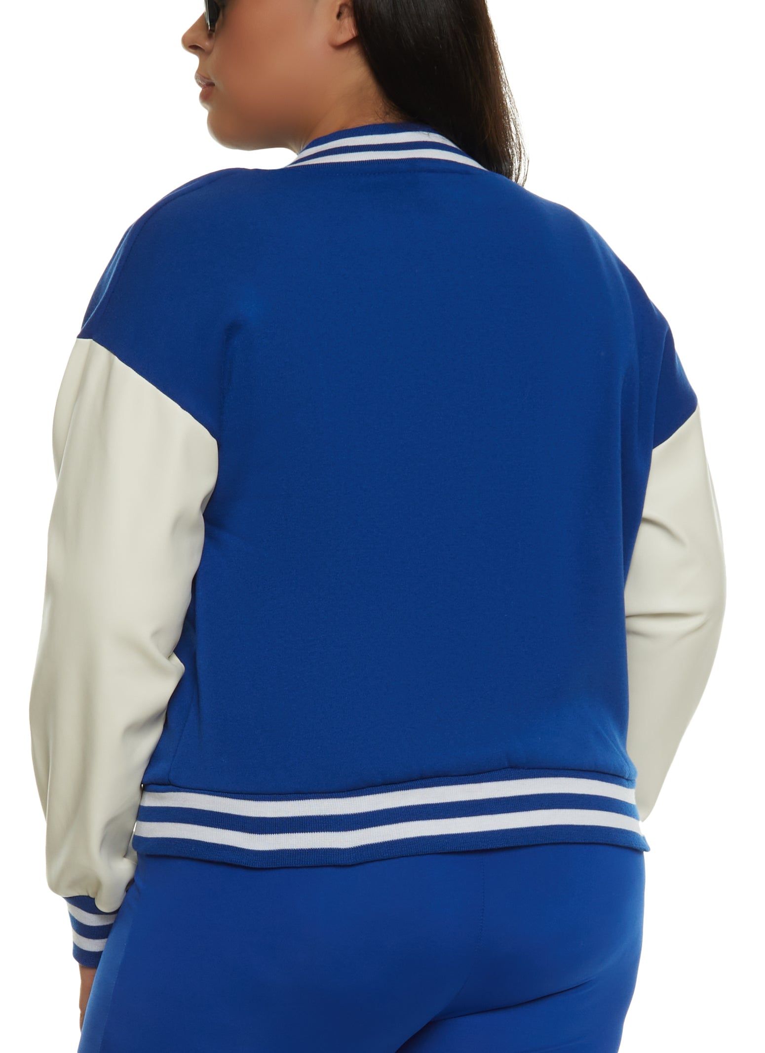 Plus Size Color Block Patch Varsity Jacket sold by Rainbow product image thumbnail 4