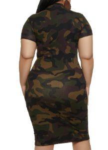 Plus Size Mock Neck Printed Midi Dress sold by Rainbow