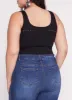 Plus Size Seamless Ribbed Laser Cut Tank Bodysuit sold by Rainbow