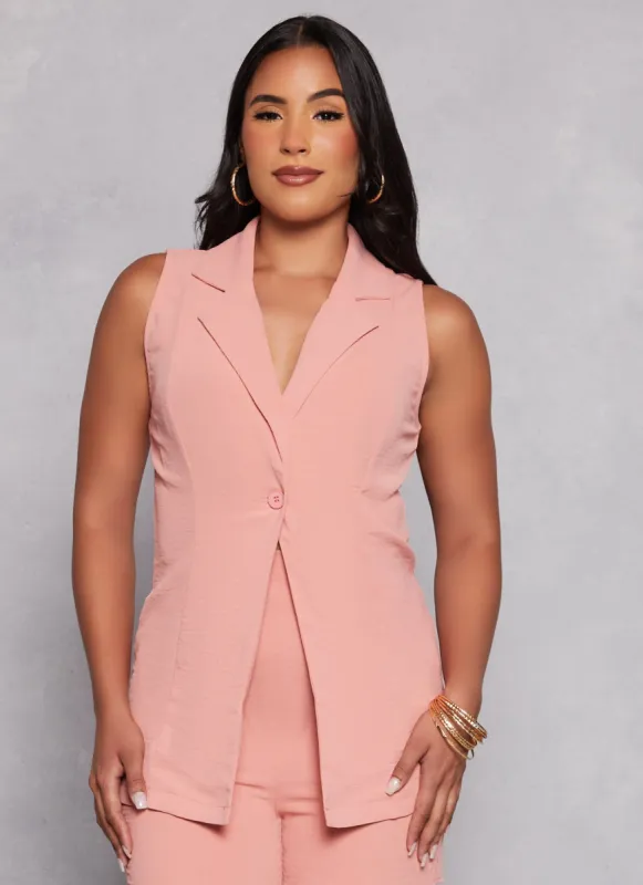 Solid Crepe Knit Single Button Blazer Vest sold by Rainbow