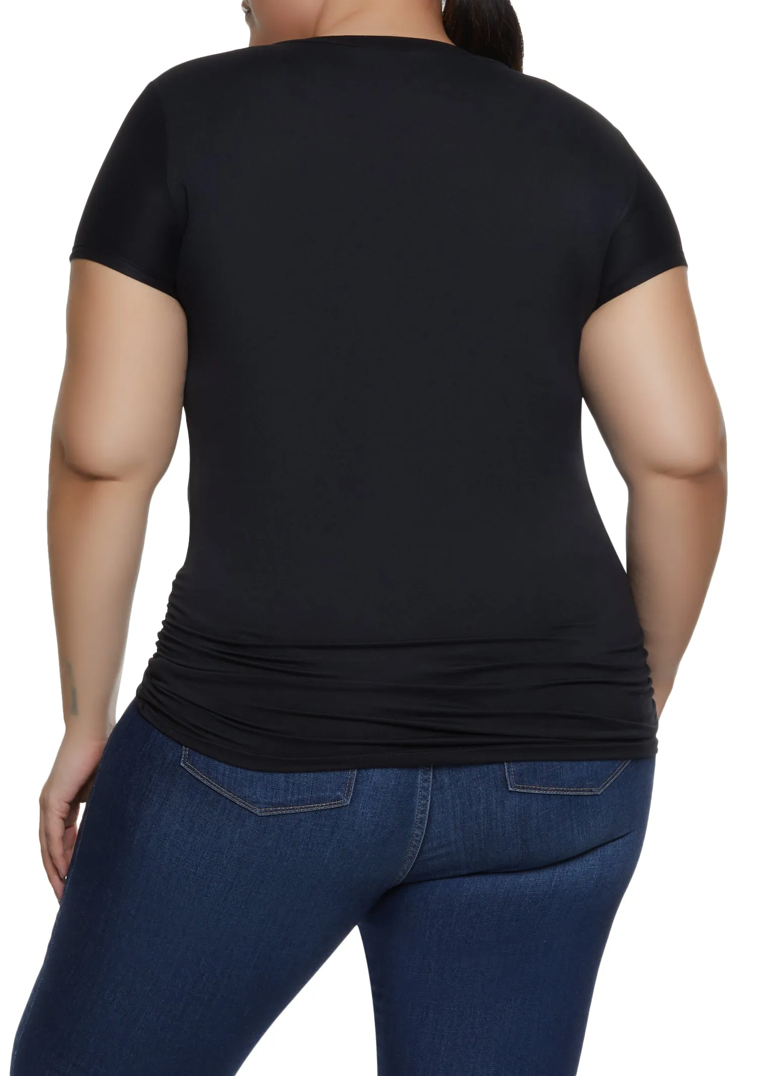 Plus Size Basic Solid V Neck Tee sold by Rainbow product image thumbnail 2