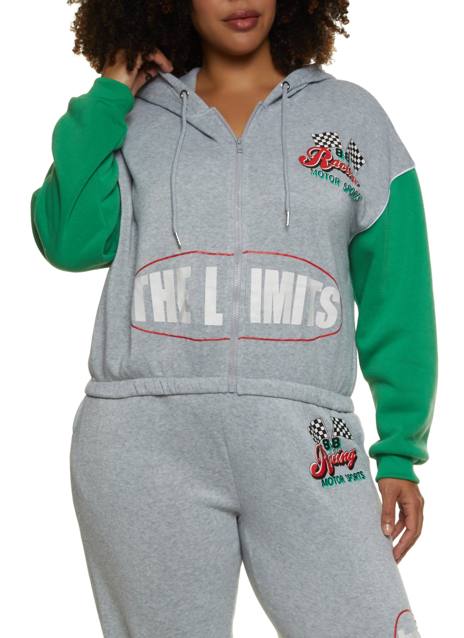 Plus Size Racing Motor Sports Graphic Zip Front Hoodie sold by Rainbow