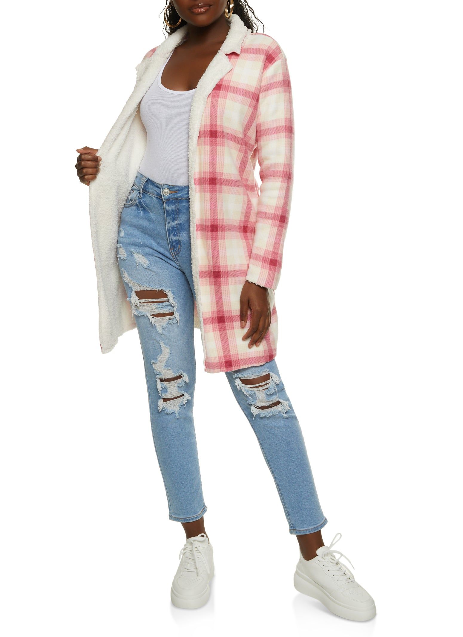 Sherpa Lined Open Front Longline Jacket sold by Rainbow product image thumbnail 2