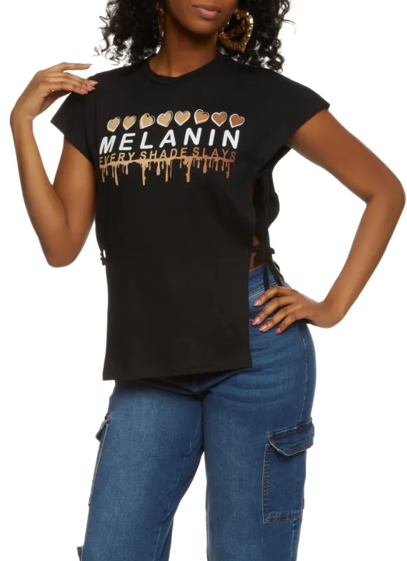 Melanin Every Shade Slays Side Tie Tee sold by Rainbow