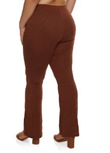 Plus Size Ribbed High Waist Flare Pants sold by Rainbow