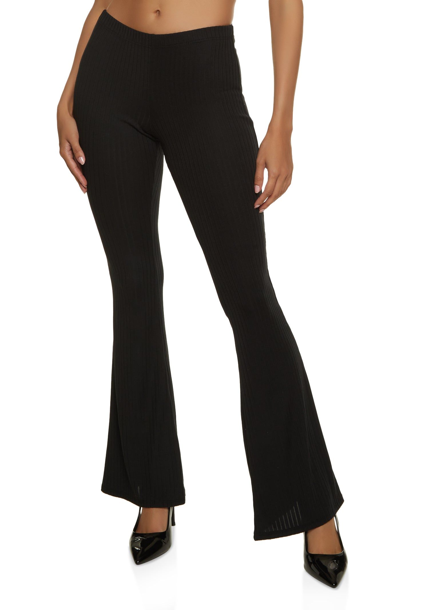 Ribbed Knit Pull On Flared Pants sold by Rainbow