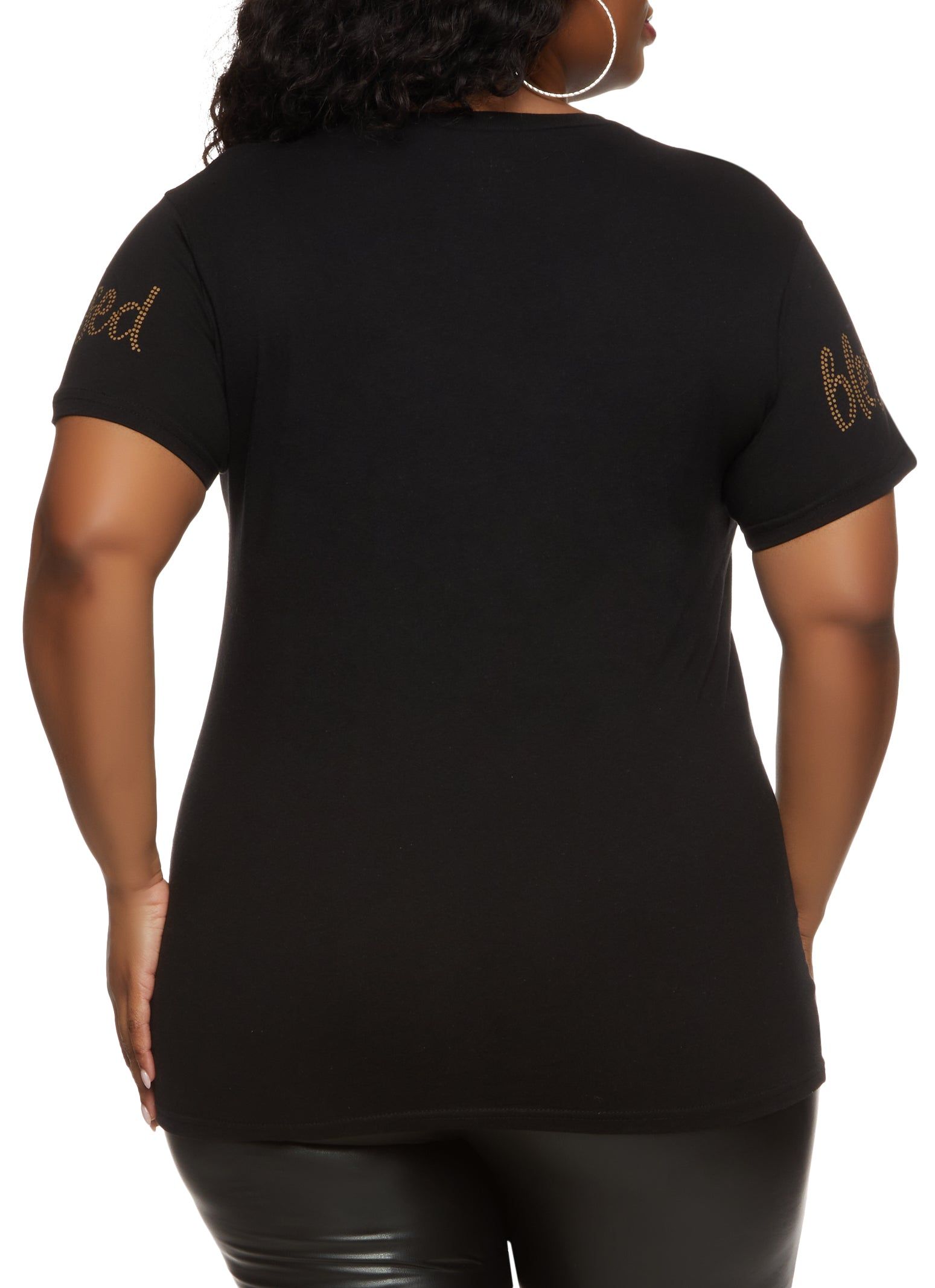 Plus Size Im Living My Best Life Rhinestone Graphic Tee sold by Rainbow product image thumbnail 2