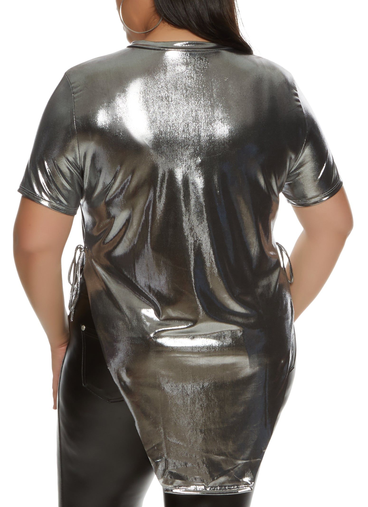 Plus Size Metallic Foil Hanky Hem Top sold by Rainbow product image thumbnail 2