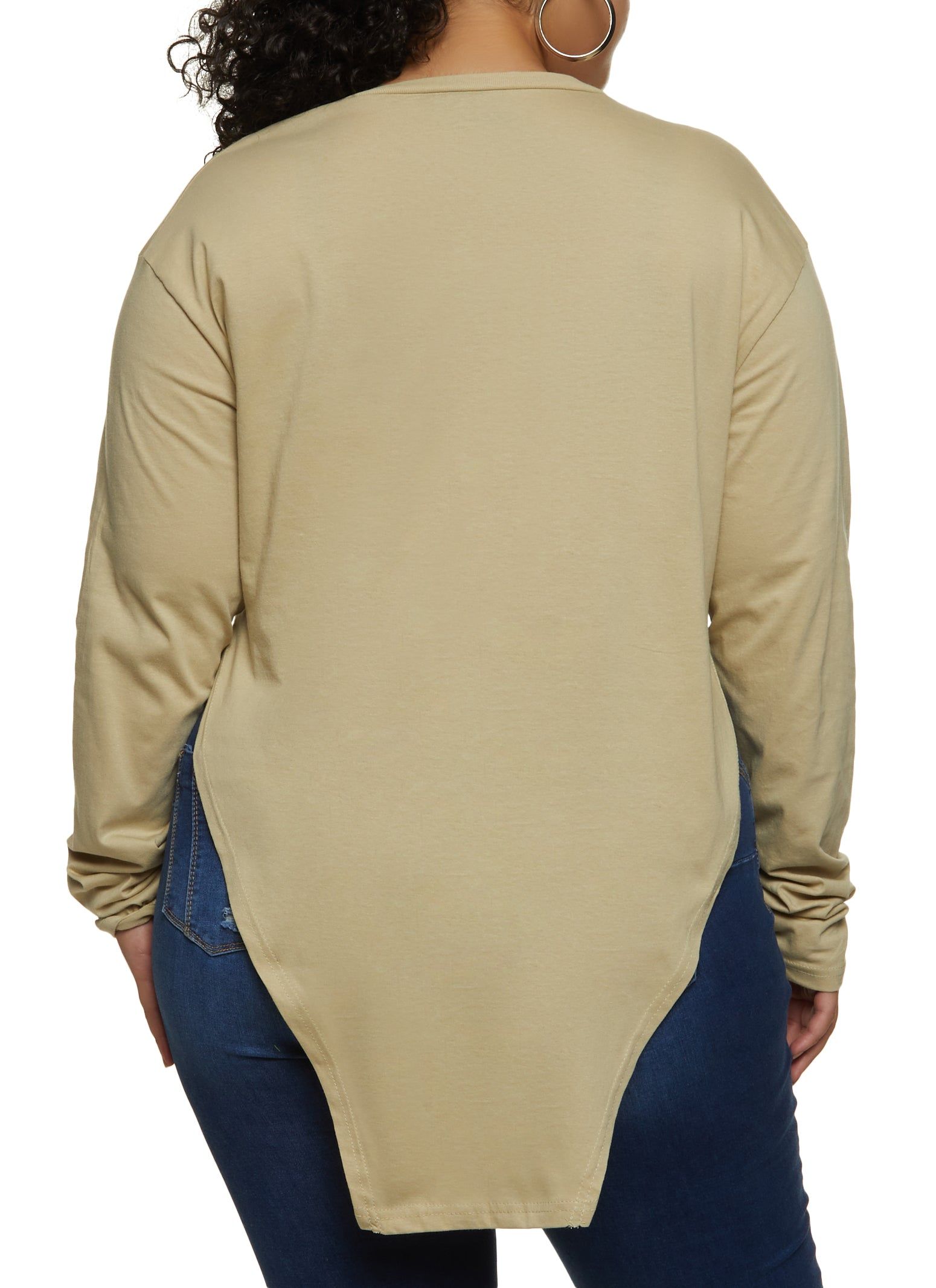 Plus Size Notch Neck Hanky Hem Tee sold by Rainbow product image thumbnail 2