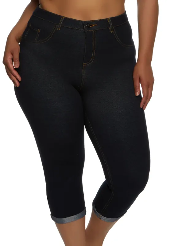 Plus Size Solid Skinny Capris sold by Rainbow