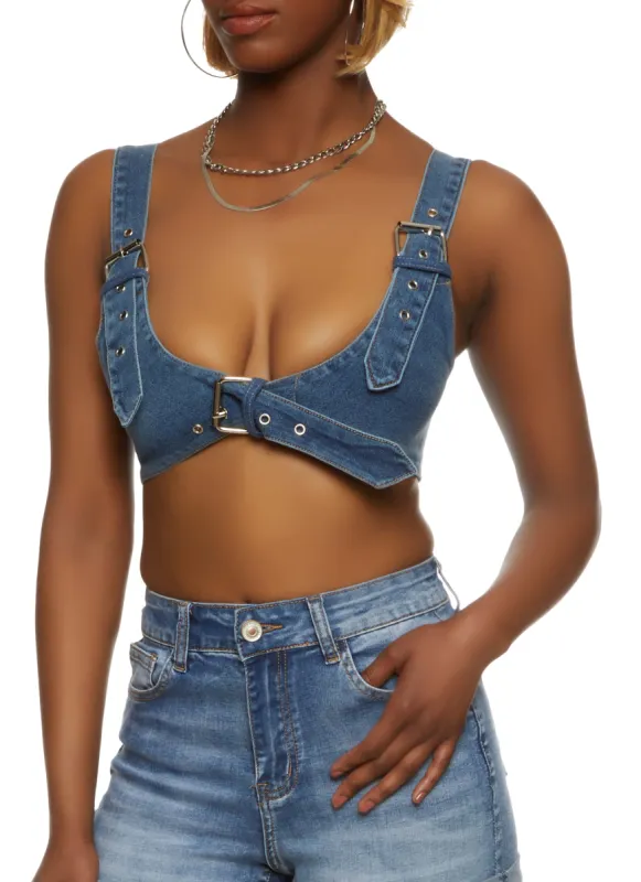 Denim Buckle Bralette sold by Rainbow