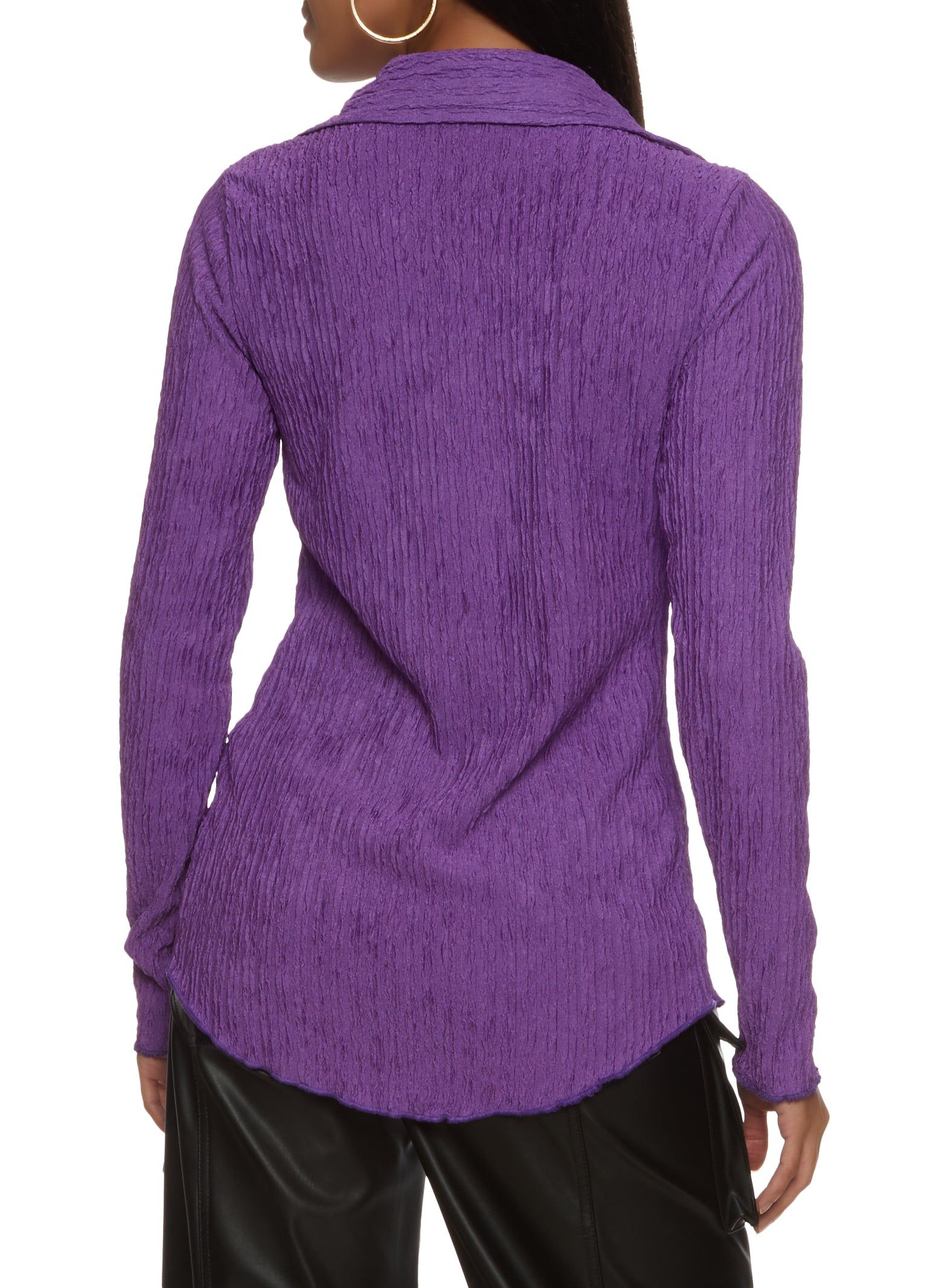 Textured Knit Button Front Long Sleeve Shirt sold by Rainbow product image thumbnail 2