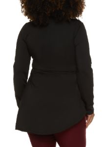 Plus Size Crepe Knit Long Sleeve Peplum Top with Necklace sold by Rainbow