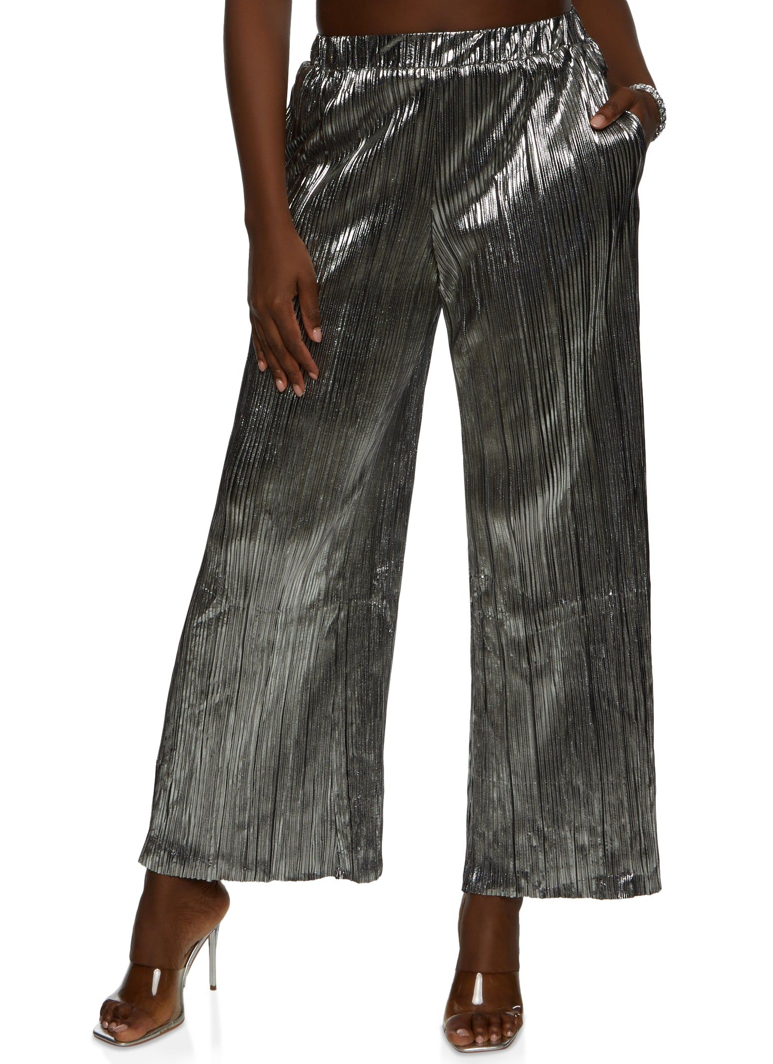 Plisse High Waisted Palazzo Pants sold by Rainbow