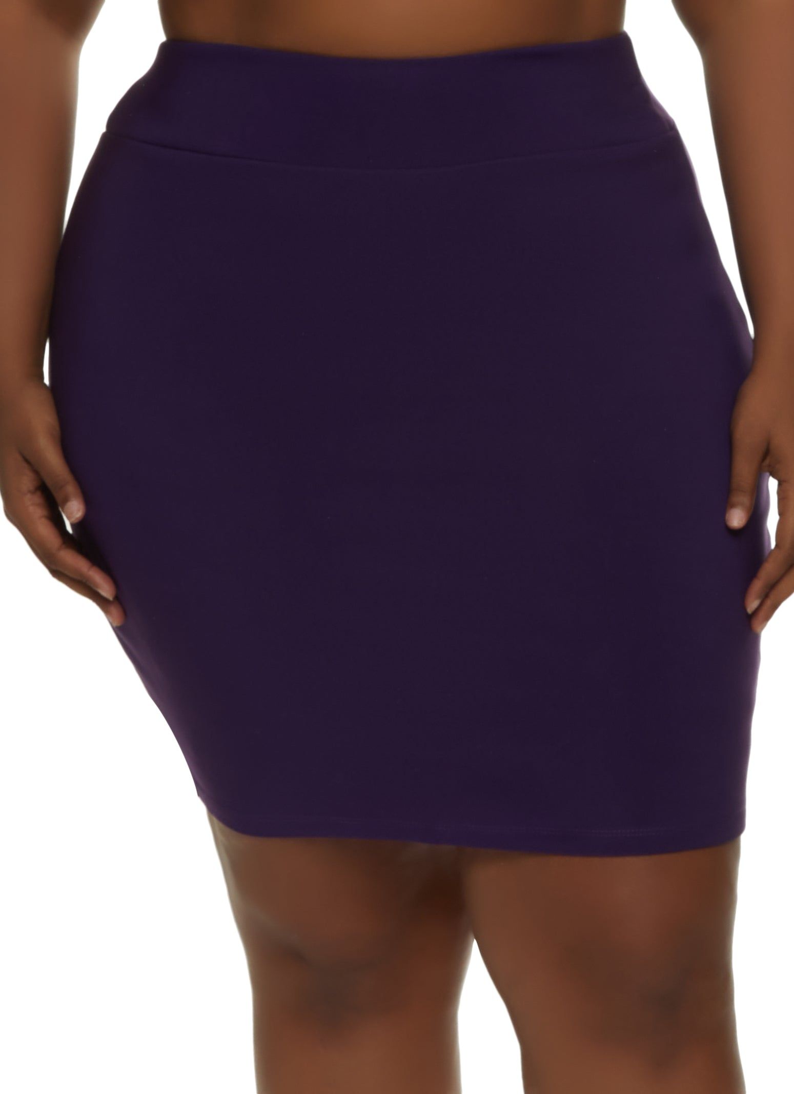 Plus Size Solid Pencil Mini Skirt sold by Rainbow