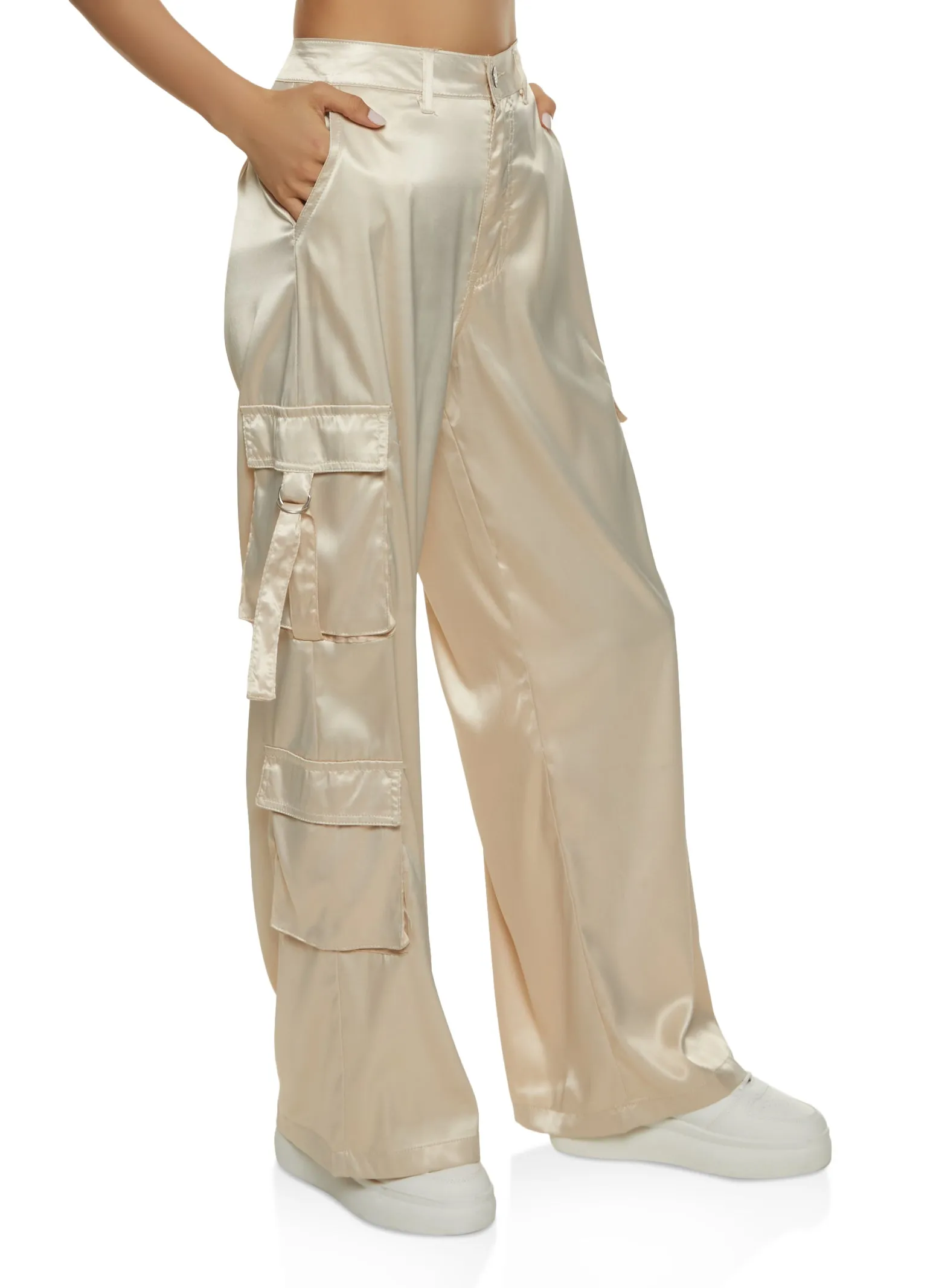 Wide Leg Satin Cargo Pants sold by Rainbow