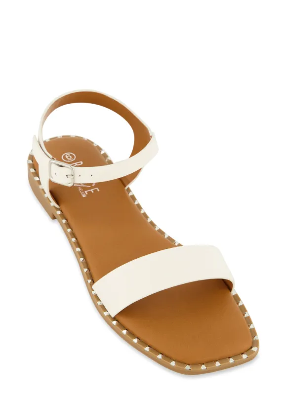 Square Toe Studded Trim Buckle Strap Sandals sold by Rainbow