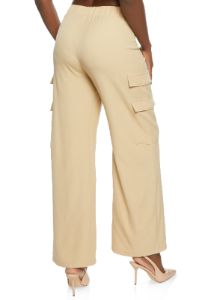 Solid High Waist Wide Leg Cargo Pants sold by Rainbow