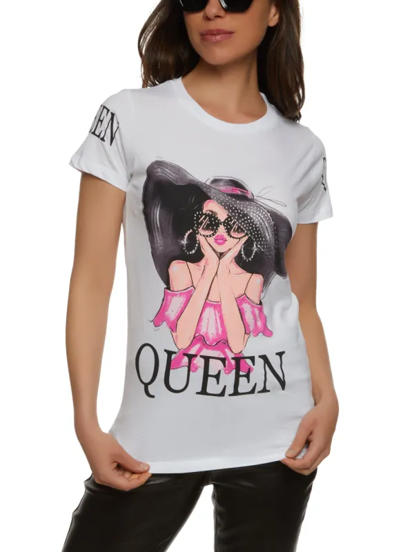 Queen Rhinestone Graphic Tee sold by Rainbow