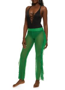 Mesh Ruffled Cover Up Pants sold by Rainbow