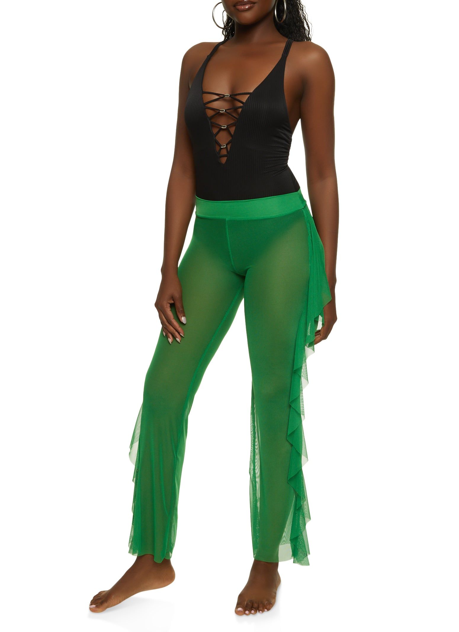Mesh Ruffled Cover Up Pants sold by Rainbow product image thumbnail 2