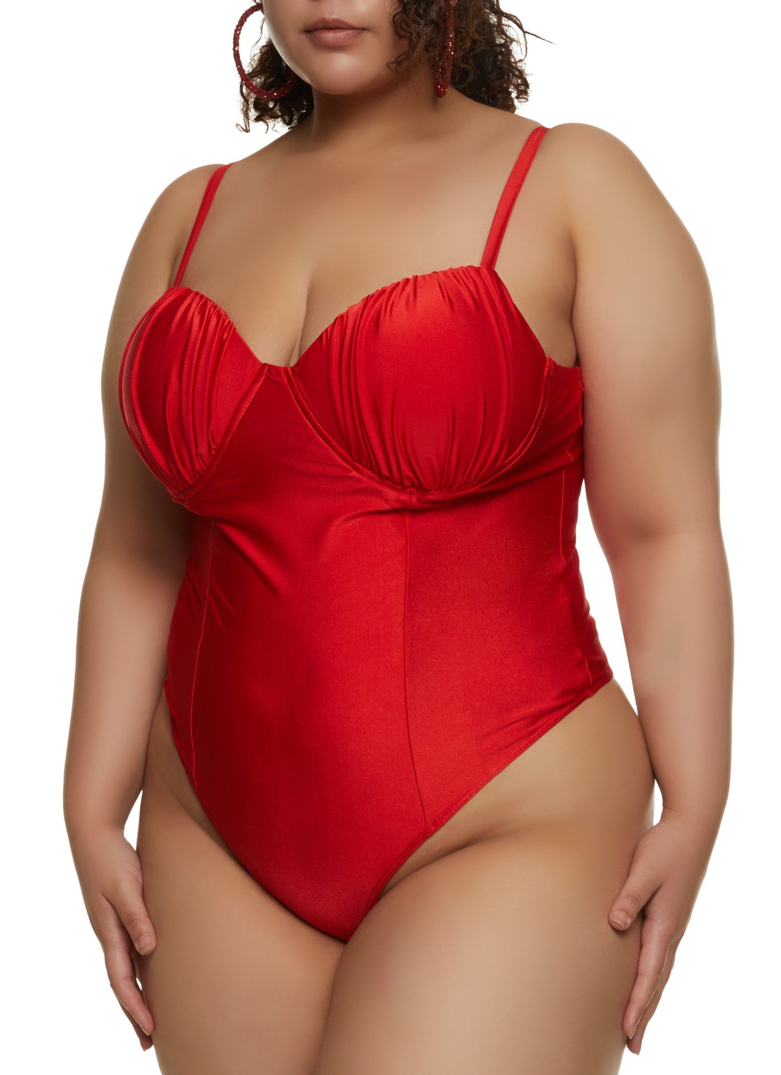 Plus Size Ruched Bustier Bodysuit sold by Rainbow