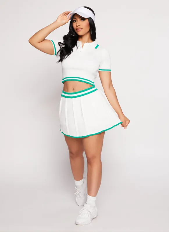 Knit Varsity Stripe Pleated Skort made by Rainbow