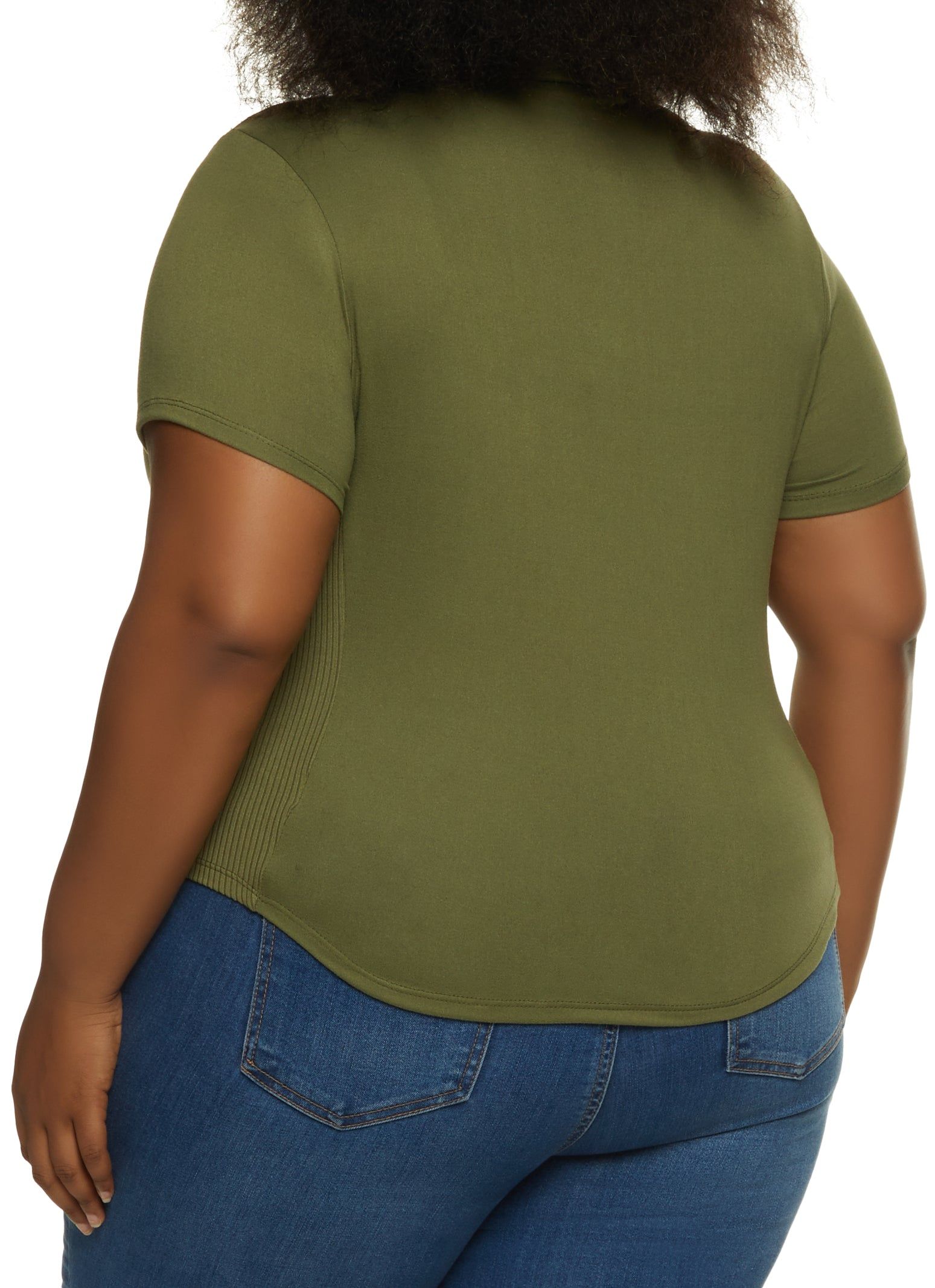 Plus Size Short Sleeve Ruched Button Down Top sold by Rainbow product image thumbnail 2